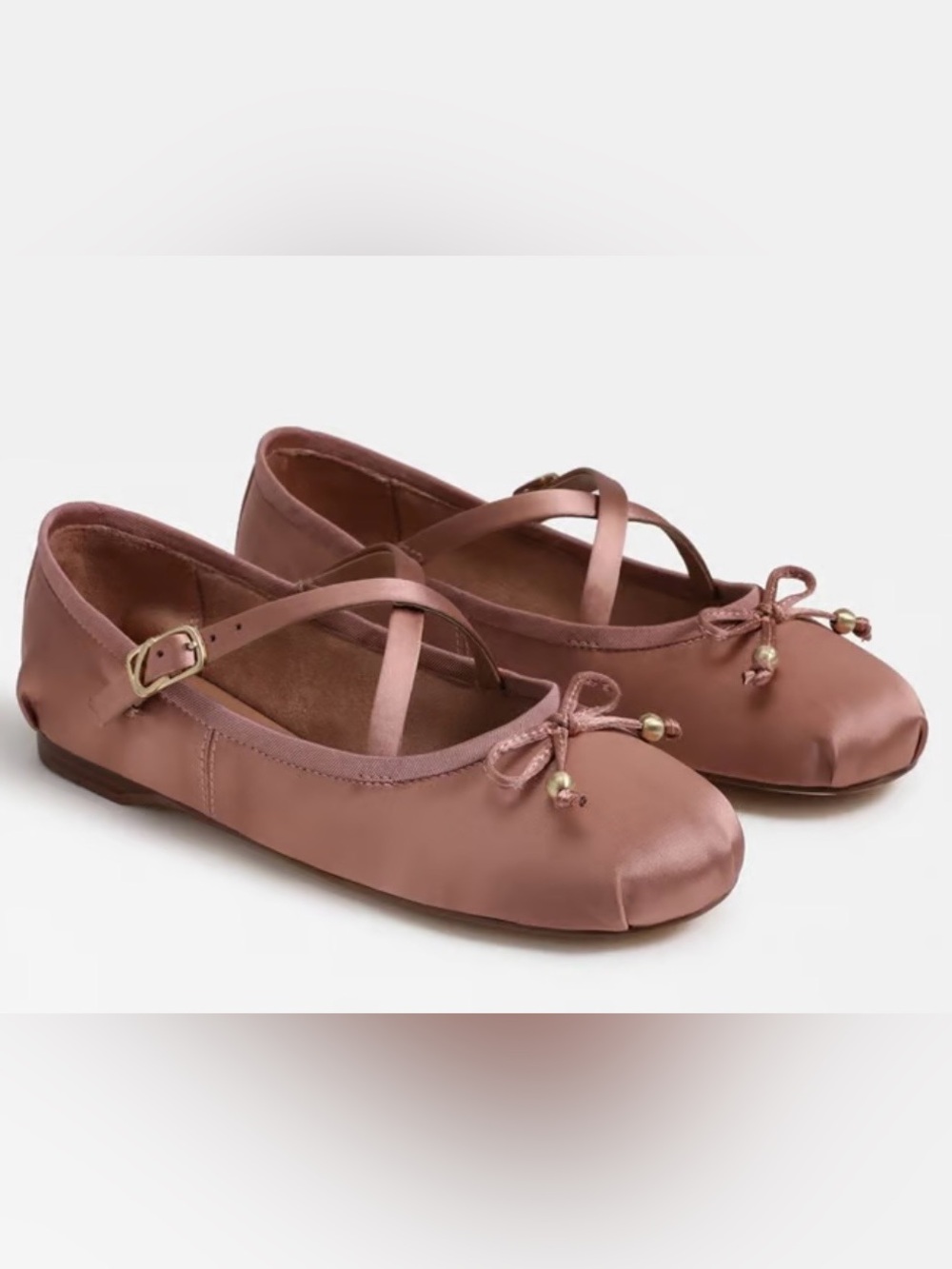 Circus by Sam Edelman Dusty Rose Satin Ankle-Strap Ballet Flats